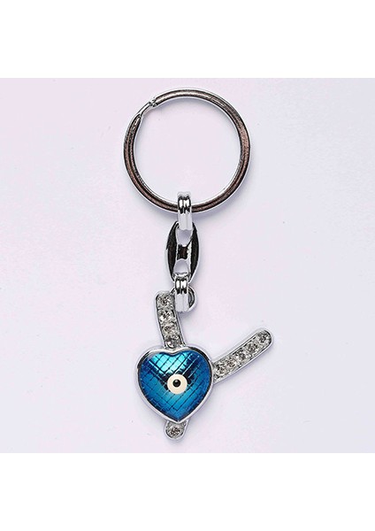 Nazar Boncuklu Krom ve Taşlı Harf Anahtarlık-(Y HARFİ)ANAH61