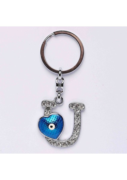 Nazar Boncuklu Krom ve Taşlı( U Harfi) ANAHTARLIK-ANAH494