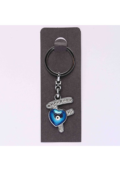 Nazar Boncuklu Krom ve Taşlı( F Harfi) ANAHTARLIK-ANAH496