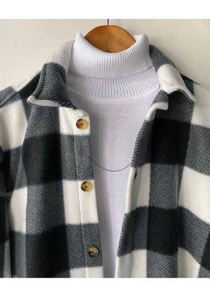 Siyah Kareli Oversize Kışlık Kalın Polar Gömlek fırsatları