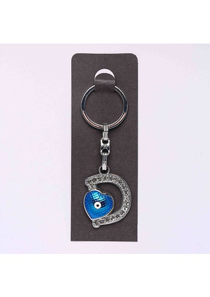 Nazar Boncuklu Krom ve Taşlı( D Harfi) ANAHTARLIK-ANAH509
