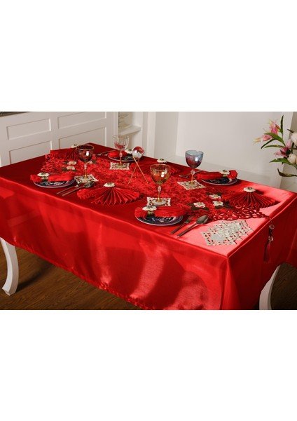 Mina Kadife Kırmızıya Bordo Sofra Tk. 8 Kşl. 160X230 cm 26 Prç. - 1234 fiyatları
