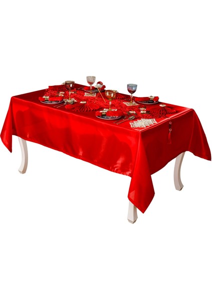Mina Kadife Kırmızıya Bordo Sofra Tk. 8 Kşl. 160X230 cm 26 Prç. - 1234 indirimleri