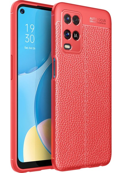 Oppo A54 4g Kılıf Focus Derili Silikon - Kırmızı 300099