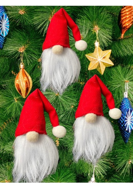 Yılbaşı Ağaç Süsü Noel Baba Cücesi 3'lü