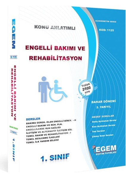 Açık Öğretim (AÖF) Engelli Bakımı ve Rehabilitasyon 1 ve 2. Sınıf 1,2,3 Dönem Konu ve Soru