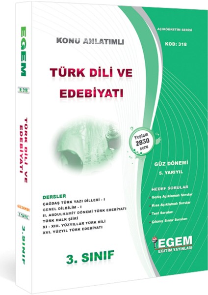 Açık Öğretim (AÖF) Türk Dili ve Edebiyatı 3. Sınıf Güz Dönemi 5 Dönem Konu ve Soru Set