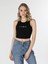 Slim Fit Yazı Baskılı Siyah Kadın Atlet 4