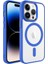 Apple iPhone 14 Pro Max Kılıf Wireless Şarj Özellikli Buttom Magsafe Silikon Kapak Mavi 1