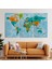 Dünya Haritası Ülke Başkentli Okyanuslu ve Dekoratif Kanvas Tablo ( Üç Parça ) 1