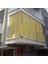 Korniş Düğmeli ve Bağcıklı Pamuklu Kumaştan Sarı - Gri Balkon Perdesi 2