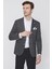Erkek Siyah Avrasya Ekose Örme Slim Fit Dar Kesim Ceket 1