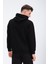 Erkek Siyah Oversize Fit Önü Baskılı Kapüşonlu Içi Yumuşak Tüylü Sweatshirt RF0208OV 5