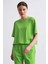Organik Regular Fit Kısa Kollu Kadın Crop Tişört - Yeşil Yeşil - Xs 5