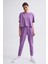 Organik Regular Fit Kısa Kollu Kadın Crop Tişört - Mor Mor - Xs 1