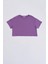 Organik Regular Fit Kısa Kollu Kadın Crop Tişört - Mor Mor - Xs 2