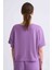 Organik Regular Fit Kısa Kollu Kadın Crop Tişört - Mor Mor - Xs 3