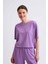 Organik Regular Fit Kısa Kollu Kadın Crop Tişört - Mor Mor - Xs 5