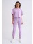 Organik Regular Fit Kısa Kollu Kadın Crop Tişört - Lila Lila - L 1