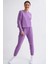 Organik Uzun Kollu Kadın Crop Sweatshirt - Mor Mor - Xs 1