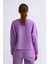 Organik Uzun Kollu Kadın Crop Sweatshirt - Mor Mor - Xs 3