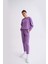 Organik Uzun Kollu Kadın Crop Sweatshirt - Mor Mor - Xs 4