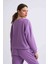 Organik Uzun Kollu Kadın Crop Sweatshirt - Mor Mor - Xs 5
