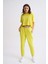 Organik Regular Fit Kısa Kollu Kadın Crop Tişört - Sarı Sarı - Xs 1