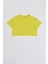 Organik Regular Fit Kısa Kollu Kadın Crop Tişört - Sarı Sarı - Xs 2