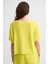 Organik Regular Fit Kısa Kollu Kadın Crop Tişört - Sarı Sarı - Xs 3