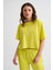 Organik Regular Fit Kısa Kollu Kadın Crop Tişört - Sarı Sarı - Xl 4