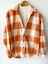 Turuncu Kareli Oversize Kışlık Kalın Polar Gömlek 1