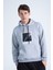 The Rule Erkek Gri Oversize Fit Önü Baskılı Kapüşonlu Içi Yumuşak Tüylü Sweatshirt RF0305 3