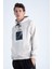 Erkek Bej Oversize Fit Önü Baskılı Kapüşonlu Içi Yumuşak Tüylü Sweatshirt RF0305 3