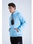 The Rule Erkek Açık Mavi Oversize Fit Önü Baskılı Kapüşonlu Içi Yumuşak Tüylü Sweatshirt RF0305 4