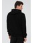 Erkek Siyah Oversize Fit Önü Baskılı Kapüşonlu Içi Yumuşak Tüylü Sweatshirt RF0306 5