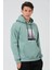 Erkek Çağla Yeşili Oversize Fit Önü Baskılı Kapüşonlu Içi Yumuşak Tüylü Sweatshirt RF0306 2