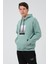 Erkek Çağla Yeşili Oversize Fit Önü Baskılı Kapüşonlu Içi Yumuşak Tüylü Sweatshirt RF0306 3