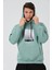 Erkek Çağla Yeşili Oversize Fit Önü Baskılı Kapüşonlu Içi Yumuşak Tüylü Sweatshirt RF0306 4
