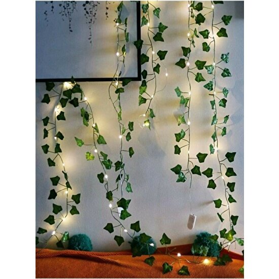 Ddtrend Dekoratif Yeşil Yapraklı 230 Cm Yapay Sarmaşık ve 3 Metre Peri LED Gün Işığı Renk