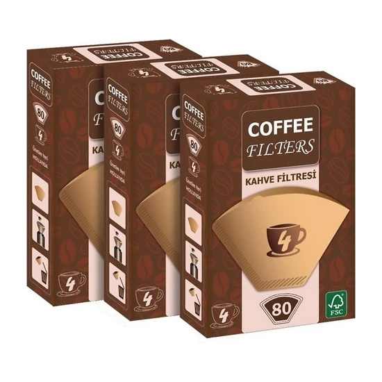 Vestron Coffee Filters Filtre Kahve Kağıdı 1/4 3 x 80'li