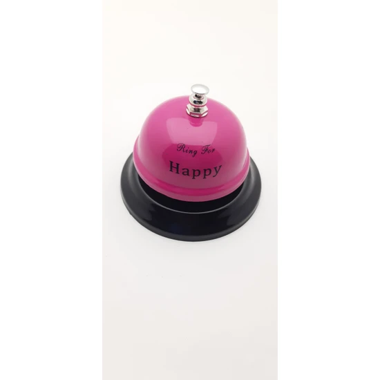 Be Beauty Fuşya Renk ring For Happy Yazılı Resepsiyon Masa Zili Model 07