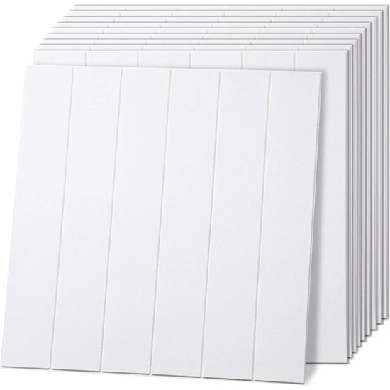 Renkli Duvarlar NW43 Beyaz Lambiri Arkası Yapışkanlı Esnek Kırılmaz Silinebilir Duvar Paneli 3D Duvar Kağıdı 10'lu