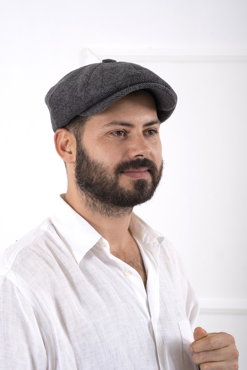Göreme Aksesuar Kışlık Ingiliz Kasket Dökümlü Peaky Blinders Model Erkek Kasket görsel 7