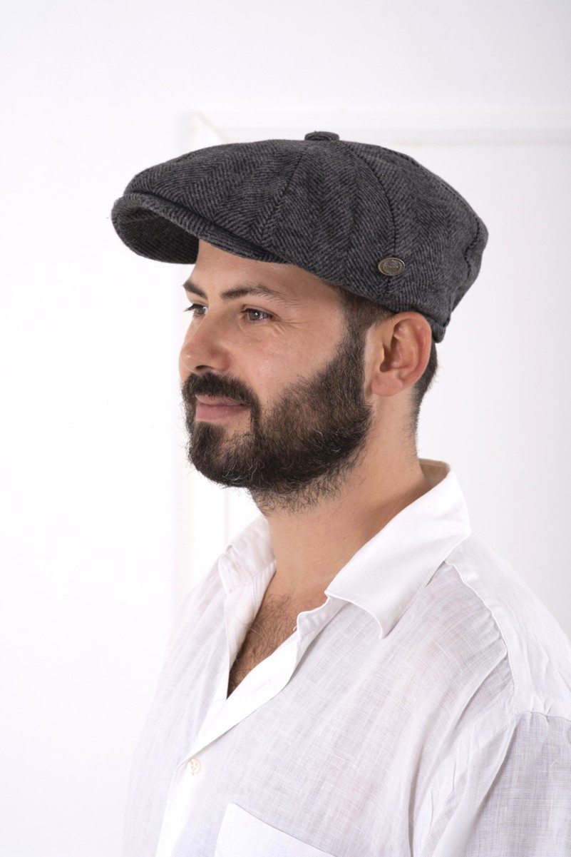 Göreme Aksesuar Kışlık Ingiliz Kasket Dökümlü Peaky Blinders Model Erkek Kasket görsel 8