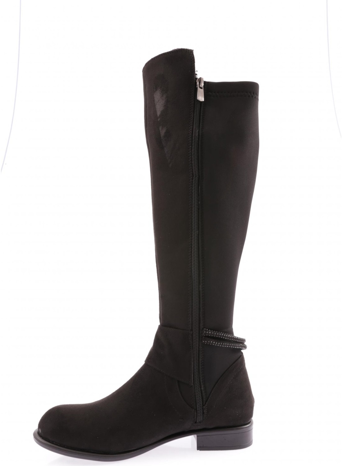 DGN 505-22K Kadin Arkasi Strech Yani Fermuarli Knee High Flats Çizme görsel 3