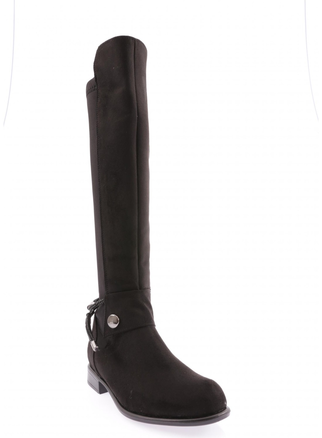 DGN 505-22K Kadin Arkasi Strech Yani Fermuarli Knee High Flats Çizme görsel 2