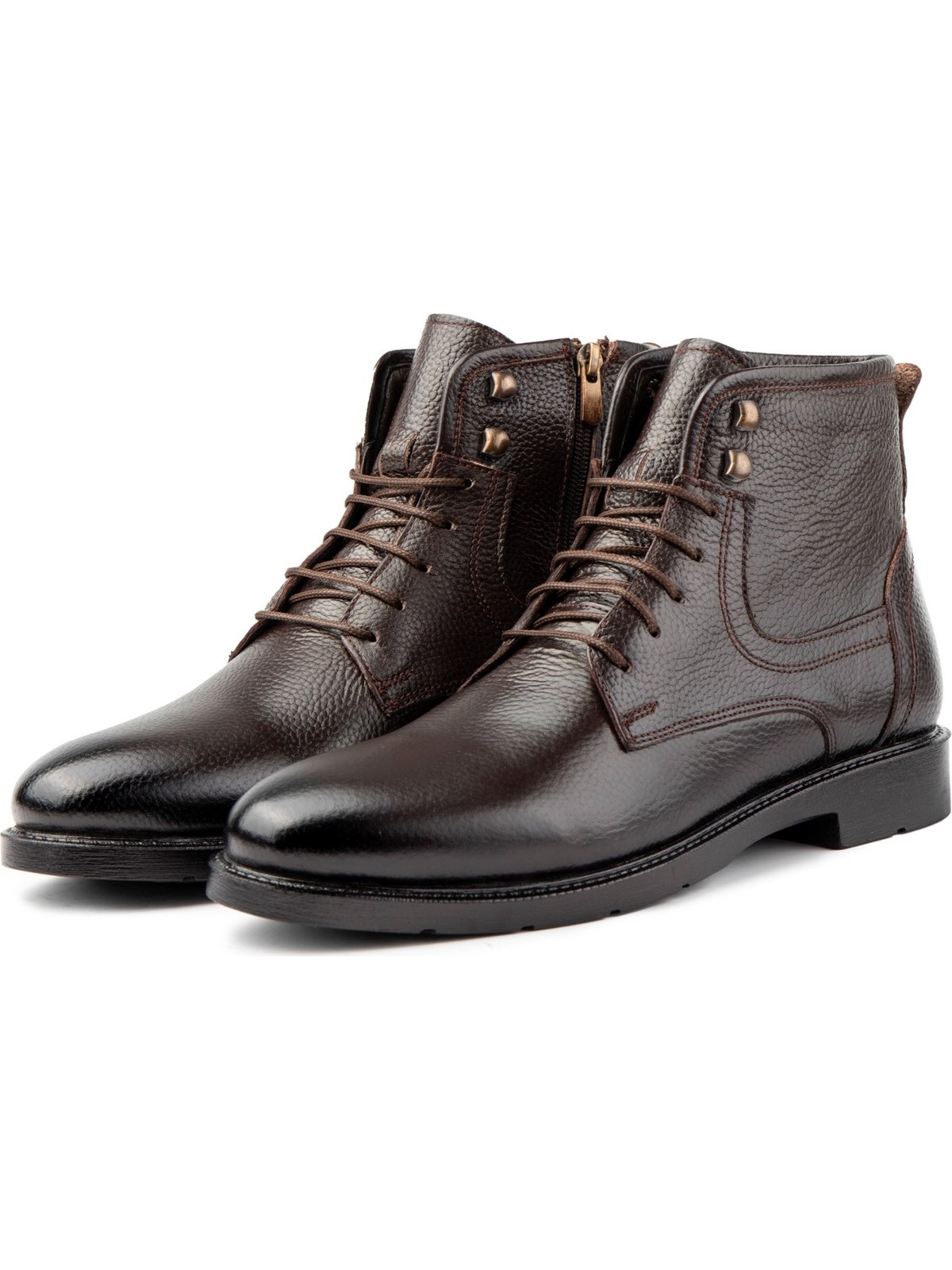 Ducavelli Rico Hakiki Deri Bağcıklı Kauçuk Taban Erkek Bot, Erkek Günlük Bot - Görsel 4