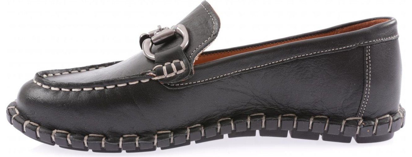 DGN 600-23Y Kadın Dikiş Detayli Metal Tokali Loafer Ayakkabı görsel 3
