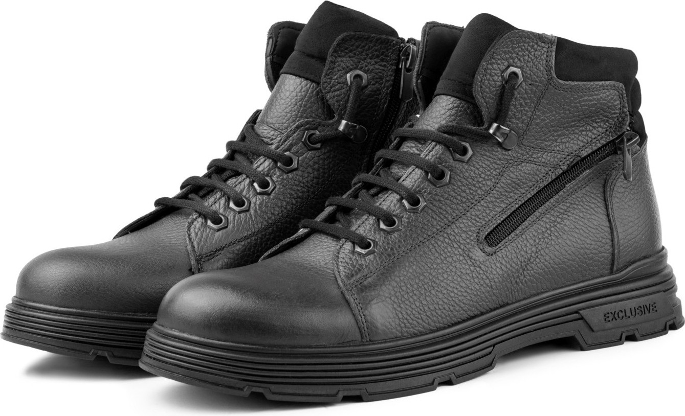 Ducavelli Ankle Hakiki Deri Bağcıklı Kauçuk Taban Erkek Bot, Fermuarlı Bot